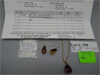 14 kt Ametrine matching necklace and earrings 20"