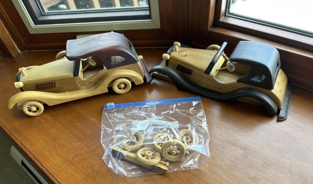2 wooden cars - 1 needs tinkering