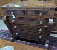 Two over three dresser with glass knobs