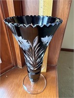 Black bohemian glass vase