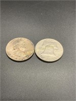 2 FRANKLIN HALF DOLLARS