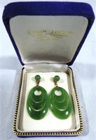 VINTAGE 14K GOLD & JADE EARRINGS