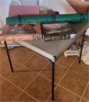 Card table, Scrabble, 2 puzzles, and puzzle mat