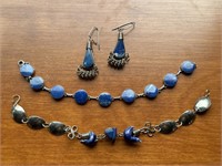 2 bracelets & earrings w/ lapis