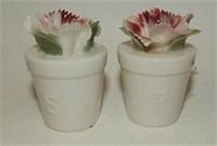 Bone China Flower Pots with Pink Flowers