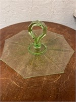 1930's Octagonal Green Glass Serving Tray