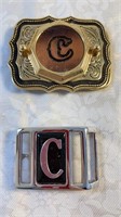 Initial Embossed Leather Belt Buckle Lot