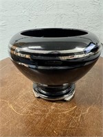 6" Black & Silver E.L Smith Pedestal Compote