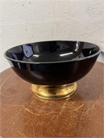 Vintage 10" Black Glass Serving Centerpiece Bowl