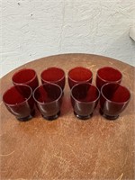 S/8 Anchor Hocking 3.5 Oz Ruby Red Glasses