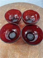S/4 Anchor Hocking Royal Ruby Red 3.5" Bowls