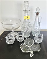 Mixed Lot with Glass Decanters, Crystal Candle