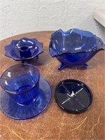 4 Pc Cobalt Blue Glass