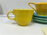 Fiesta Ware Yellow Cups Green Saucers & More