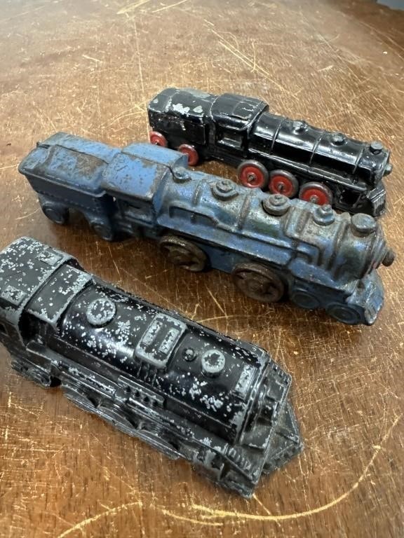3 Vintage Cast Iron/ Metal Train Toys