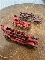 3 Vintage Cast Iron Fire Engines
