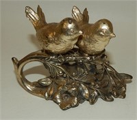Silver Plated Birds on Flowering Branch Base