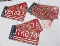 (3) Pair of Michigan License Plates.