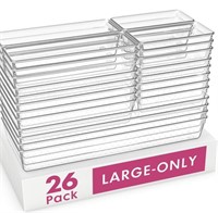 26 PACK LARGE CLEAR PLASTIC DRAWER ORGANIZER