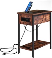 MECHYIN NIGHTSTAND WITH CHARGING STATION, SIDE