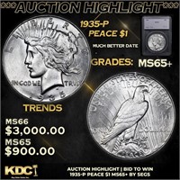 ***Auction Highlight*** 1935-p Peace Dollar $1 Gra