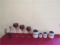 Canister Set, Decorator Goblets, Candle Holder