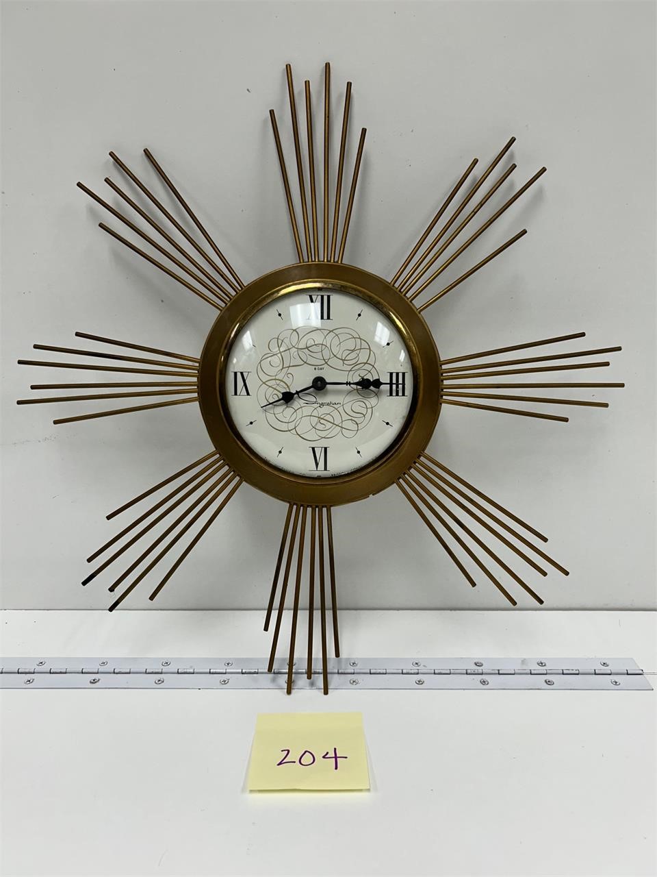 Vintage Ingraham Clock 8 Day Starburst Clock