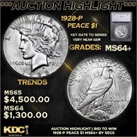 ***Auction Highlight*** 1928-p Peace Dollar $1 Gra