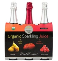 3-Pk Paul Brassac Organic Sparkling Juices, 750