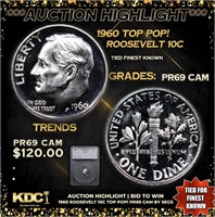 Proof 1960 Roosevelt Dime TOP POP! 10c Graded pr69