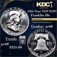 Proof 1955 Franklin Half Dollar Near TOP POP! 50c