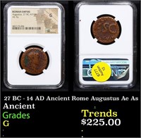 NGC 27 BC - 14 AD Ancient Rome Augustus Ae As Anci