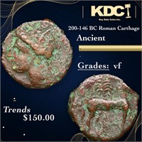 200-146 BC Roman Carthage Ancient Grades vf