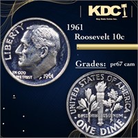 Proof 1961 Roosevelt Dime 10c Grades GEM++ Proof C