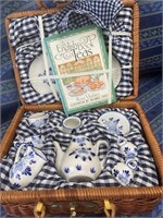 Child's Miniature Blue Tea Set & Book