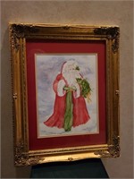 Santa Watercolor Framed Art