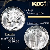 1940-p Mercury Dime 10c Grades GEM++ FSB