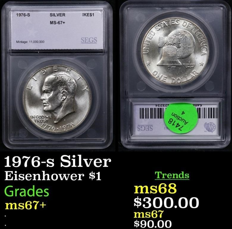 1976-s Silver Eisenhower Dollar 1 Graded ms67+ BY