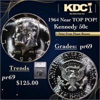 Proof 1964 Kennedy Half Dollar Near TOP POP! 50c G