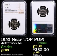 Proof NGC 1955 Jefferson Nickel Near Top Pop! 5c G