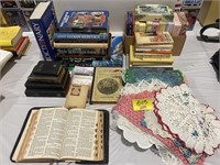 DOILIES, GROUP OF BOOKS OF ALL KINDS