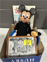 FRAMED SHOW WHITE PRINT, MICKEY MOUSE PLUSH,