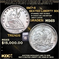 ***Auction Highlight*** 1867-s Seated Half Dollar