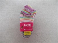 12-Pk Trimft Girl's SM (7-11) Ankle Sock,