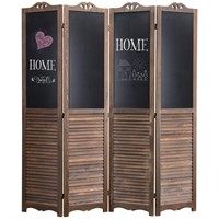 MyGift Rustic Wood Louvered 4 Panel Room Divider
