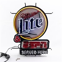 Vintage Miller Lite & ESPN Served Here Neon Light