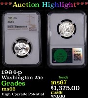 ***Auction Highlight*** NGC 1964-p Washington Quar