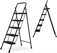 BOWEITI 5 Step Ladder, Lightweight Folding Step