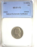1971 Nickel MS67+ FS LISTS $5500