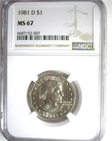 1981-D Susan B Anthony NGC MS67 LISTS $400